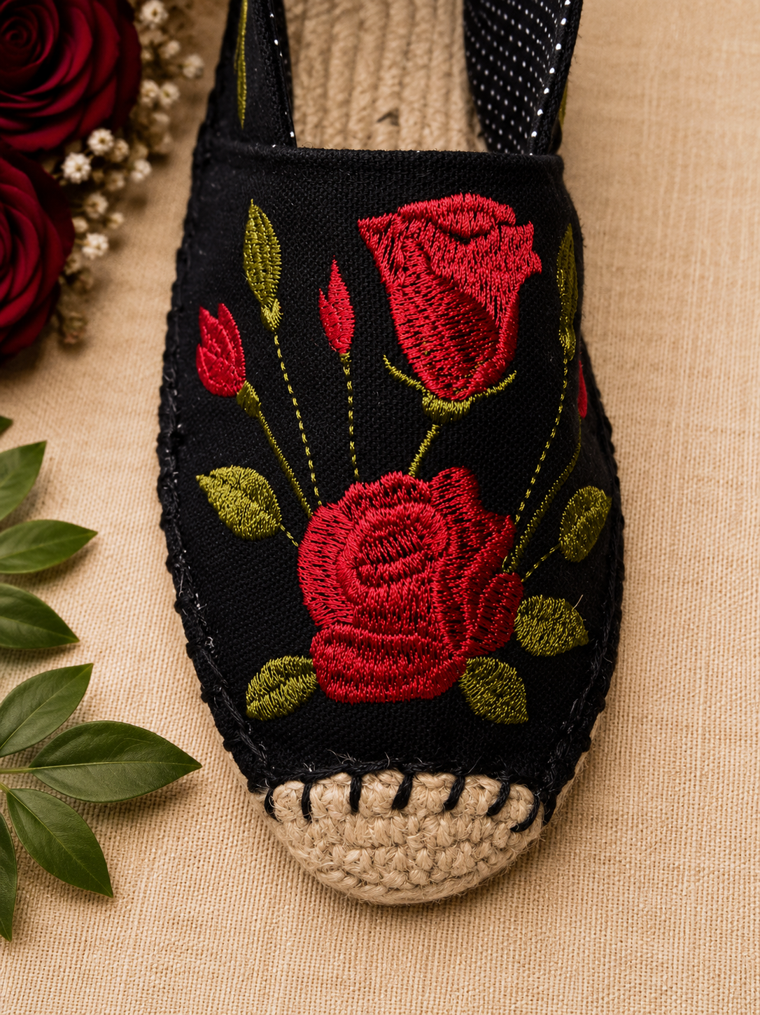 Red Rose Espadrille Shoe Pattern
