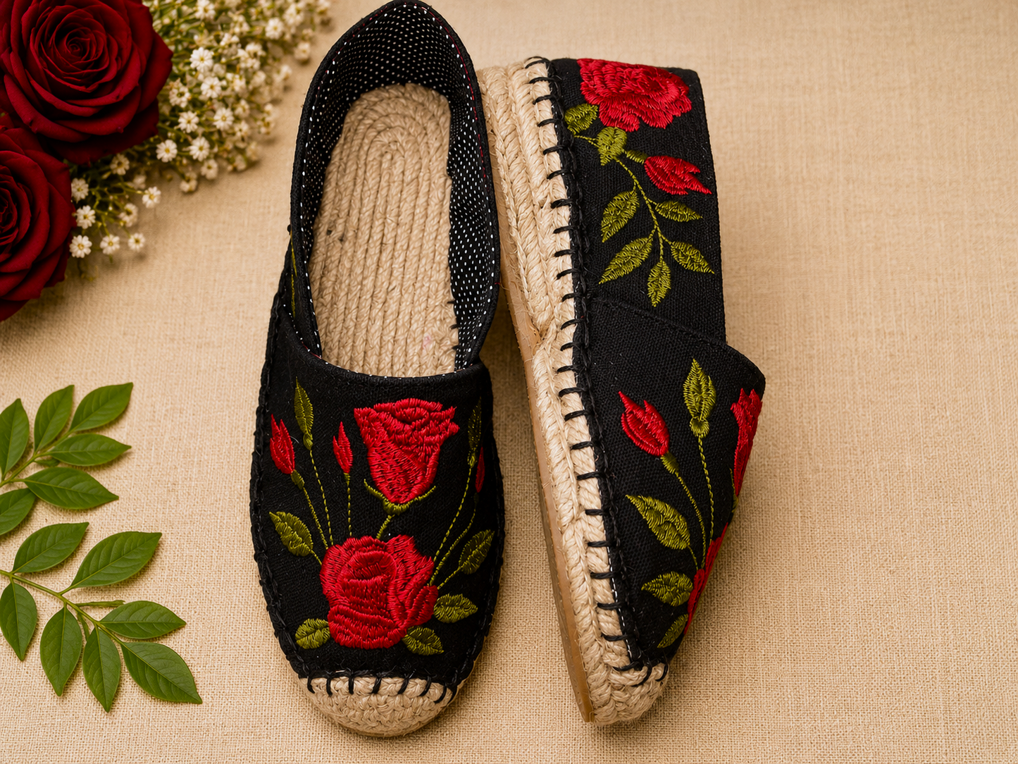 Red Rose Espadrille Shoe Pattern