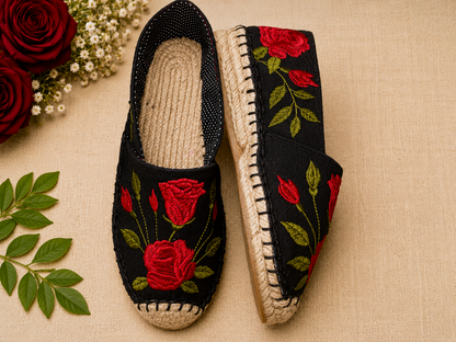 Red Rose Espadrille Shoe Pattern