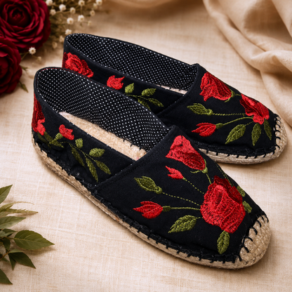 Red Rose Espadrille Shoe Pattern