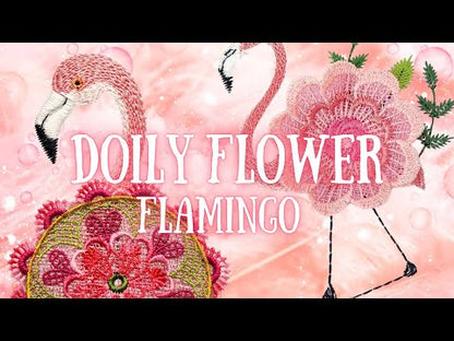 Doily Flower Flamingo 2 4x6 Card Size